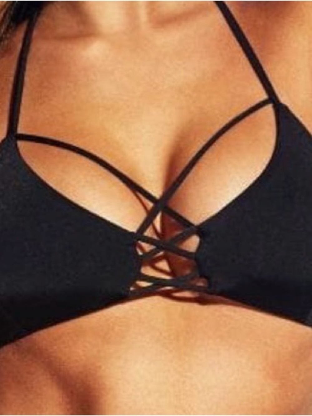 Red Strappy Lace-Up Bikini Top - Women Swim